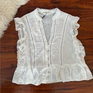 Zara Ivory Ruffle Lace Blouse. NWT.
